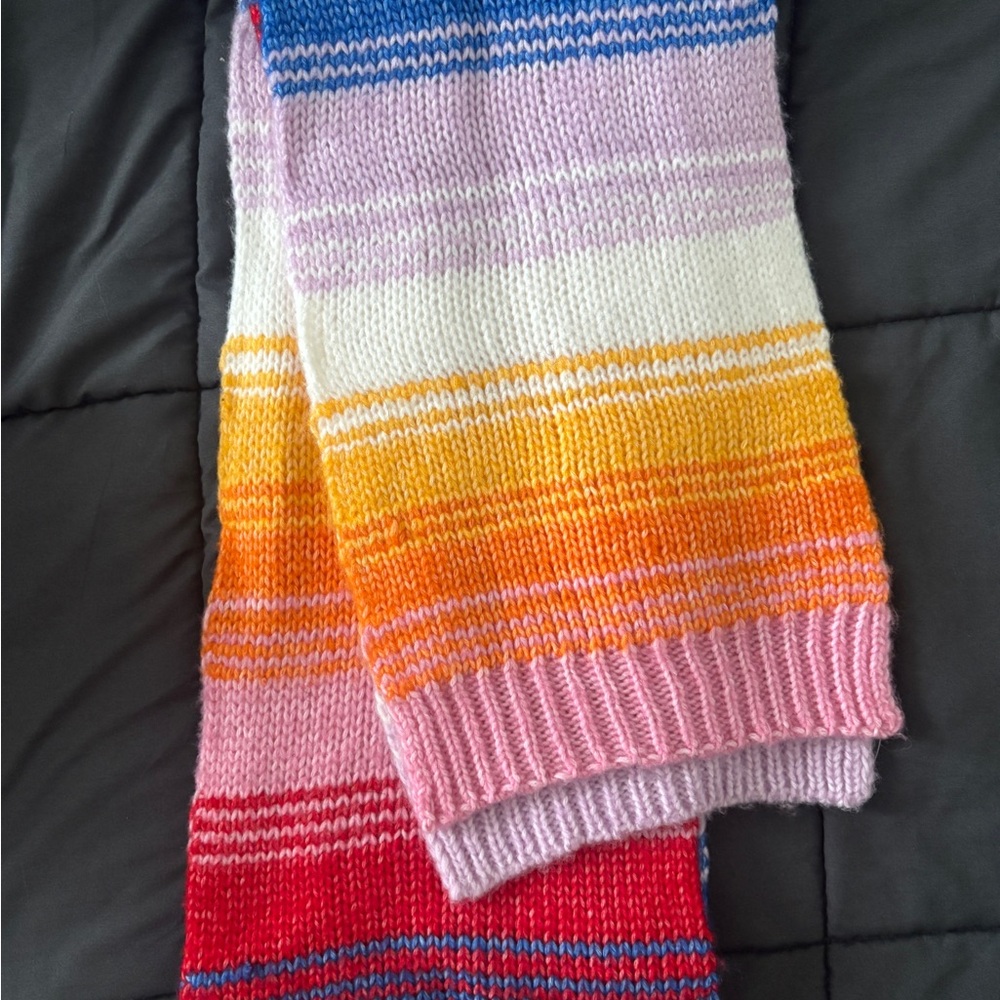 Old Navy Multicolor Striped Knit Scarf - Pink, Orange, Yellow, Blue, Red, White